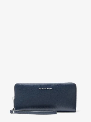 Duży podróżny portfel ze skóry groszkowej Michael Kors GRANATOWY (Niebieski)