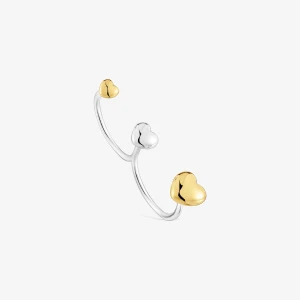 Duży Podwójny Dwukolorowy Otwarty Pierścionek Z Motywem Serca My Other Half - Tous