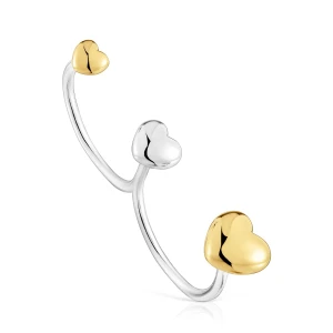 Duży Podwójny Dwukolorowy Otwarty Pierścionek Z Motywem Serca My Other Half - Tous