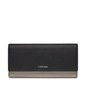 Duży Portfel Damski Calvin Klein Business Large Trifold_Saffiano K60K611700 Czarny