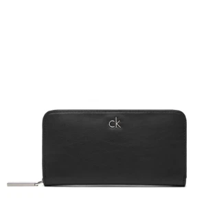 Duży Portfel Damski Calvin Klein Ck Re-Lock Large Zip Around LV04F1034G Czarny