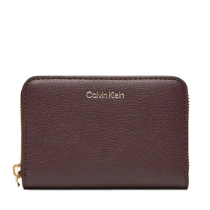 Duży Portfel Damski Calvin Klein Foil Logo Medium Zip Around LV04F1091G Bordowy