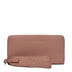 Duży Portfel Damski Calvin Klein Gracie Wallet W/Strap Lg K60K611388 Ash Rose VB8