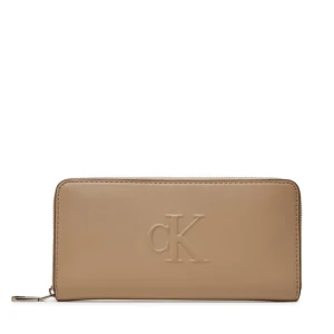 Duży Portfel Damski Calvin Klein Jeans LV04K1005G Beżowy