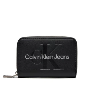 Duży Portfel Damski Calvin Klein Jeans Sculpted Med Zip Around Mono K60K607229 Black/Metallic Logo 0GL