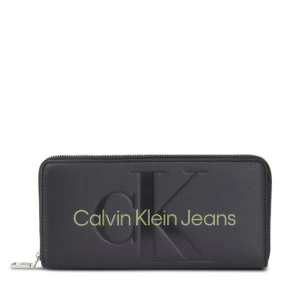 Duży Portfel Damski Calvin Klein Jeans Sculpted Mono Zip Around Mono K60K607634 Black/Dark Juniper 0GX