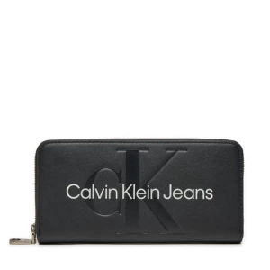 Duży Portfel Damski Calvin Klein Jeans Sculpted Mono Zip Around Mono K60K607634 Czarny