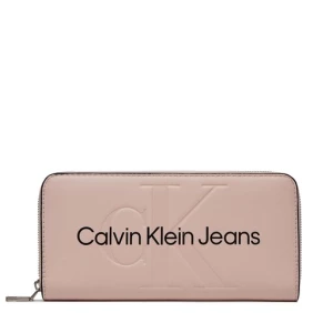 Duży Portfel Damski Calvin Klein Jeans Sculpted Mono Zip Around Mono K60K607634 Różowy