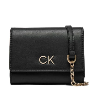 Duży Portfel Damski Calvin Klein Re-Lock Trifold Md W/Chain K60K611458 Czarny