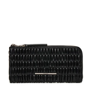 Duży Portfel Damski Calvin Klein Ruched Long L-Zip LV04K1085G Czarny