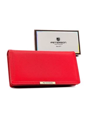 Duży portfel damski czerwony ze skóry ekologicznej - Peterson