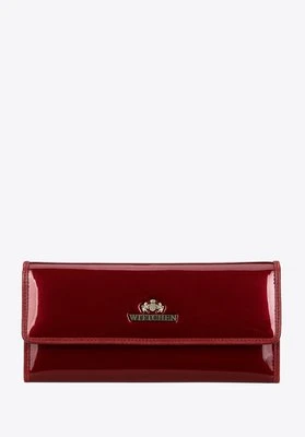 Duży portfel damski rozkładany ze skóry lakierowanej bordowy Wittchen