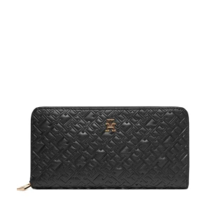 Duży Portfel Damski Tommy Hilfiger Th Icon Lrg Za Mono Embo AW0AW17955 Czarny