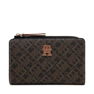 Duży Portfel Damski Tommy Hilfiger Th Monoplay Leather Med 7 Wallet AW0AW17417 Czarny