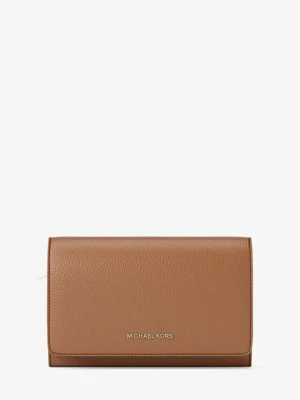 Duży portfel Jet Set ze skóry groszkowej Michael Kors BRĄZOWY (Brązowy)