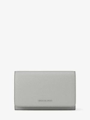 Duży portfel Jet Set ze skóry groszkowej Michael Kors KAMIENNOSZARY (Szary)