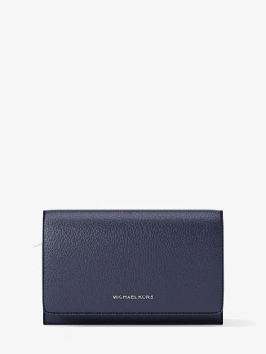 Duży portfel Jet Set ze skóry groszkowej Michael Kors NIEBIESKI FORMALNY (Niebieski)