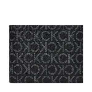Duży Portfel Męski Calvin Klein Ck Must Mono Bifold 5Cc W/Coin K50K511671 Classic Mono Black 0GJ