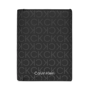 Duży Portfel Męski Calvin Klein Rubberized Trifold 6Cc W/Detach K50K511379 Uv Mono Black 0GL
