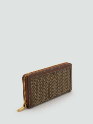 Duży portfel z żakardowym logo czekoladowy - Kobieta - Rozmiar uniwersalny - MANGO