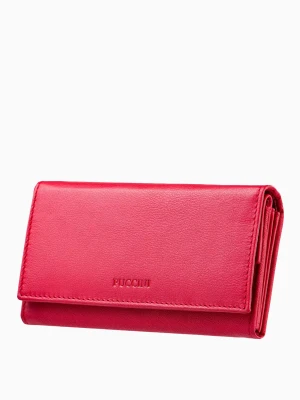 Duży skórzany portfel damski czerwony Puccini