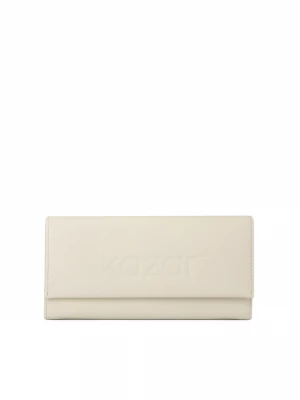 Duży skórzany portfel damski z tłoczonym logotypem Kazar