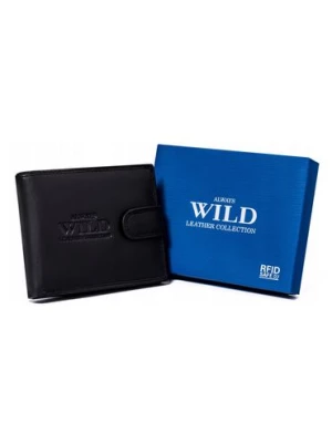 Duży, skórzany portfel męski na zatrzask - Always Wild czarny
