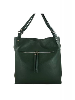 Duży skórzany worek / shopper bag - A4 - Zielony ciemny Merg