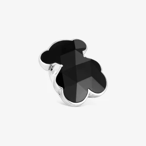 Duży Sygnet Ze Srebra Z Motywem Misia Z Onyksu Tous Icon Color - Tous Rozmiar