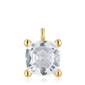 Duży Wisiorek Ze Srebra Pokrytego 18-Karatowym Złotem, Z Kryształem Górskim Color White - Tous Rozmiar