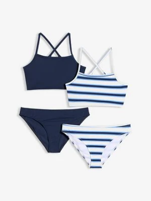 Dwa komplety bikini, zestaw 4-częściowy BonPrix niebieski