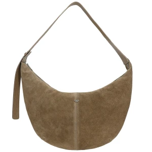 Mała ciemnobezowa torebka z dwoiny welurowej i skóry licowej 8047474 Wojas