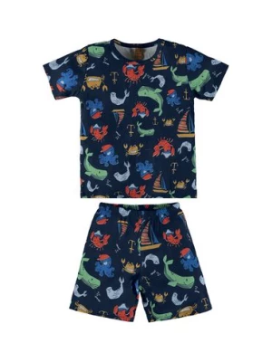 Dwuczęściowa bawełniana piżama chłopięca w zwierzęta morskie Up Baby