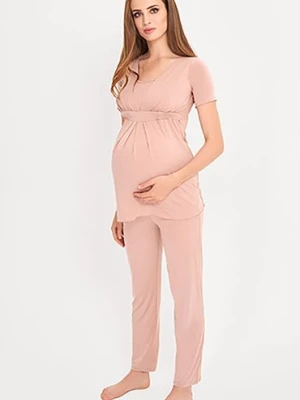 Dwuczęściowa piżama damska ciążowa - różowa Cool Mama