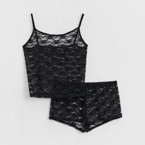 Dwuczęściowa piżama koronkowa czarna House