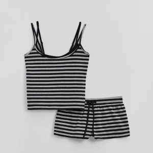 Czarno-szary komplet loungewear w paski House