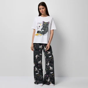 Dwuczęściowa piżama z długimi spodniami i kotkami House