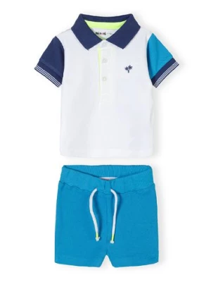 Dwuczęściowy komplet niemowlęcy- koszulka polo i niebieskie szorty Minoti