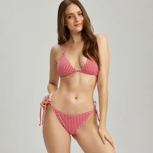 Dwuczęściowy strój kąpielowy w biało-czerwona kratkę vichy House