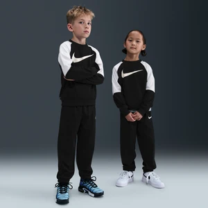 Dwuczęściowy zestaw z bluzą z półokrągłym dekoltem dla małych dzieci Nike Dri-FIT Lifestyle Essentials - Czerń