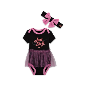 Dwuczęściowy zestaw z body i spódniczką dla niemowląt Nike Swooshfetti (0–9 M) - Czerń