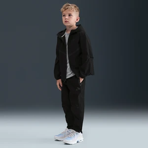 Dwuczęściowy zestaw z pełnym zamkiem dla małych dzieci Tech Woven Nike Dri-FIT - Czerń