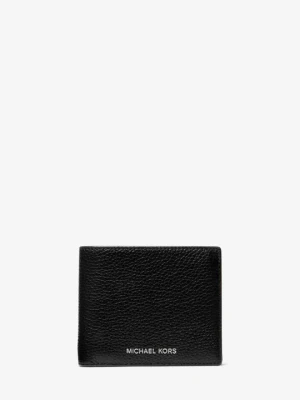 Dwuelementowy portfel Cooper z kieszonką na monety ze skóry groszkowej Michael Kors CZARNY (Czarny)