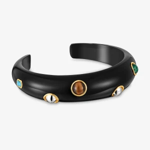 Dwukolorowa Bransoleta Z Czarnej Żywicy Z Kamieniami Szlachetnymi Tous Warm - Tous Rozmiar