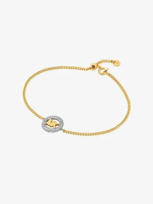 Dwukolorowa bransoletka z kryształkami pavé i ozdobą z logo Michael Kors DWA KOLORY (Srebrny)