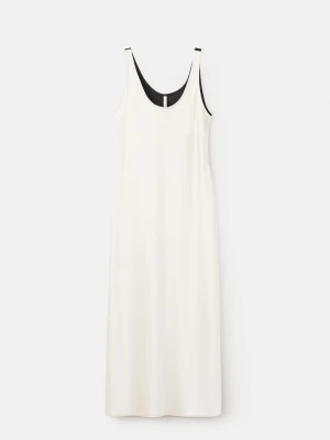 Dwukolorowa sukienka midi kremowy / écru - Kobieta - - MANGO
