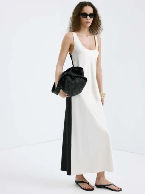 Dwukolorowa sukienka midi kremowy / écru - Kobieta - - MANGO