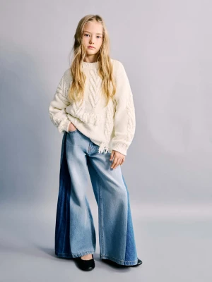 Dwukolorowe dżinsy palazzo średni niebieski - Dzieci - - MANGO KIDS