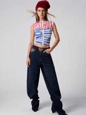 Dwukolorowe jeansy Desigual