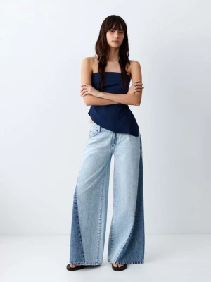Dwukolorowe jeansy wideleg średni niebieski - Teen - - MANGO TEEN
